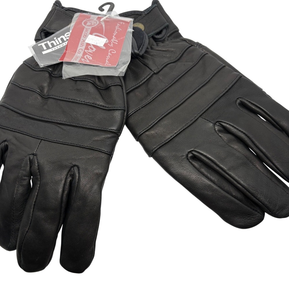 Jacob Ash Co Mens XL Black Leather Gloves 3M Thinsulate Thermal Insulated 30-704